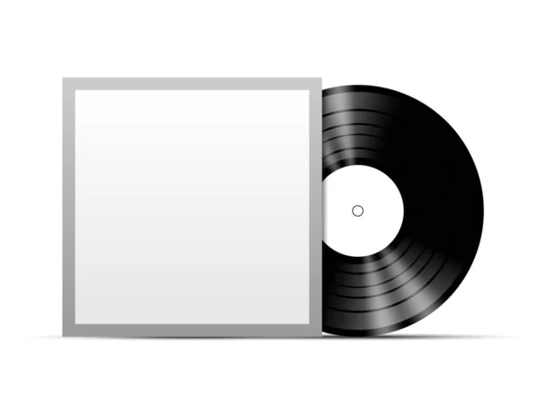 Vinyl Disc Black Cover Template Mockup Vector Illustration — Stock Vector