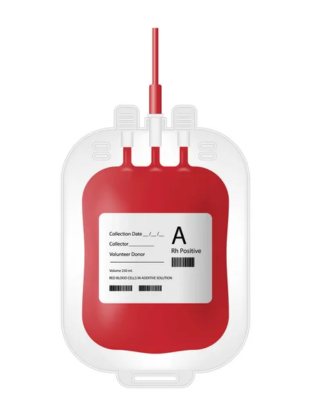 Kantong Darah Terisolasi Pada Latar Belakang Putih Konsep Donasi Darah - Stok Vektor