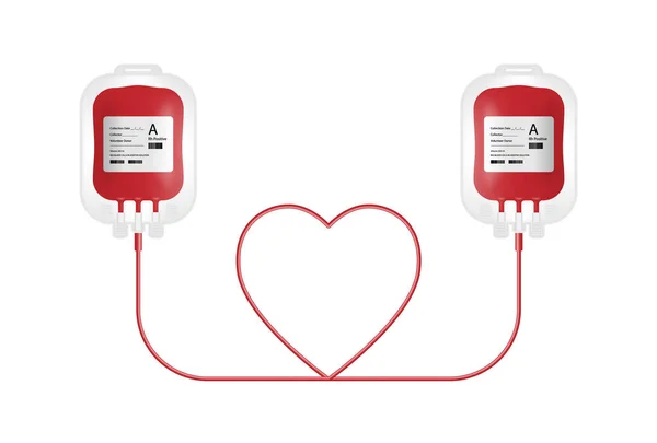 Konsep Donasi Darah Tas Darah Terisolasi Pada Latar Belakang Putih - Stok Vektor