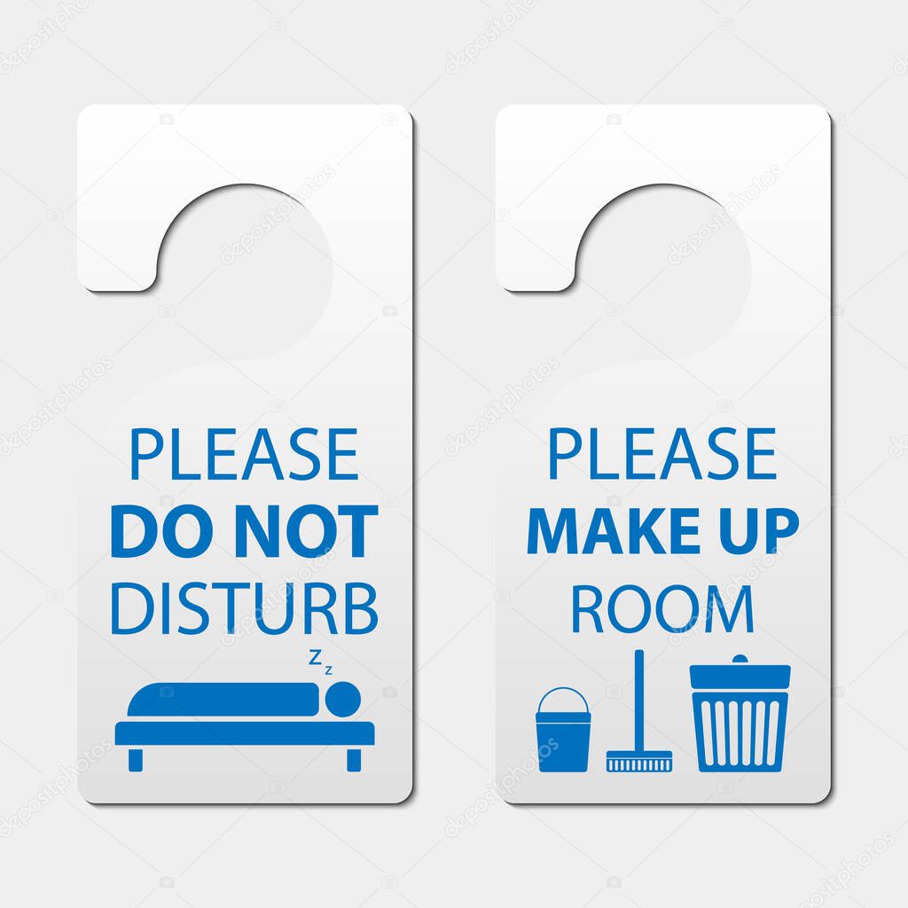 Door hanger tags, do not disturb and make up room sign, vector illustration