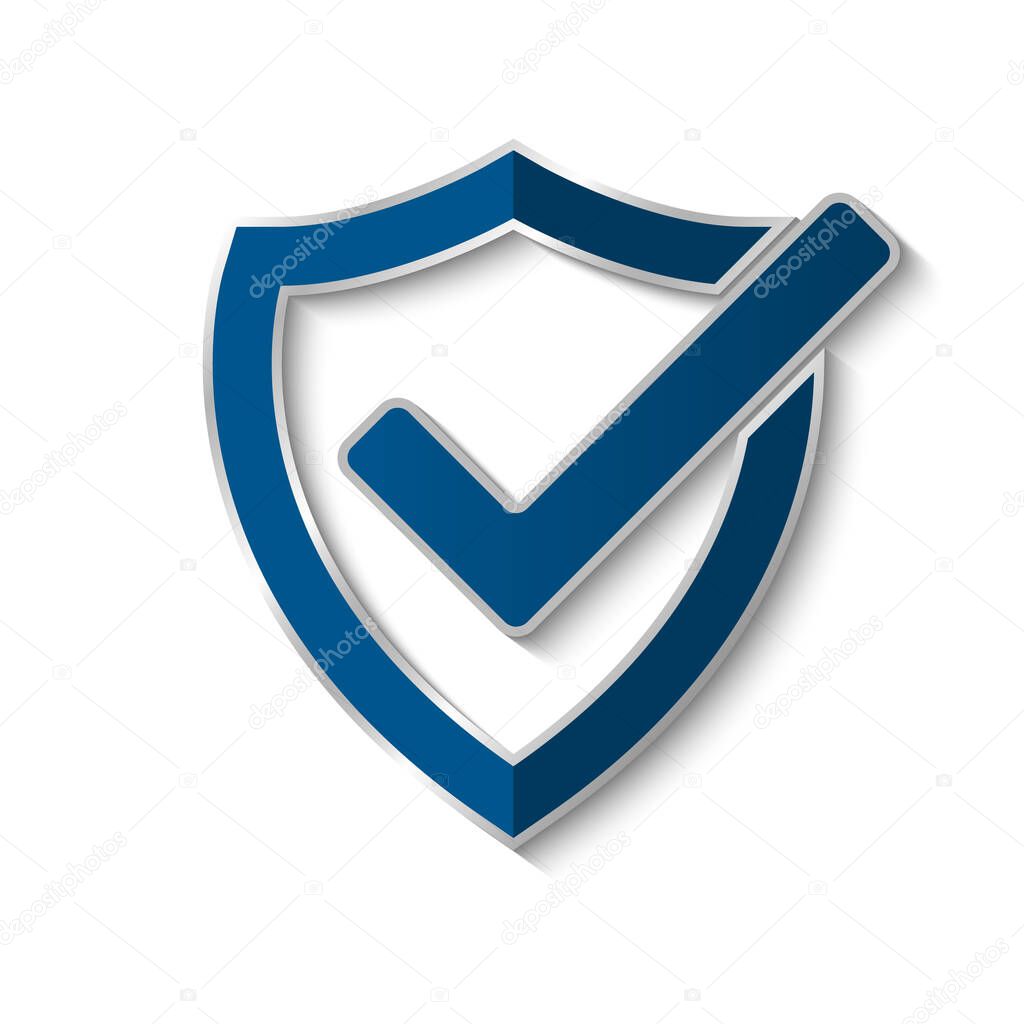 Cyber technology security, Shield on white screen, netwok protection design, vector illustration