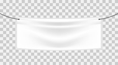 Şeffaf arkaplanda beyaz tekstil afişi, vektör illüstrasyonu