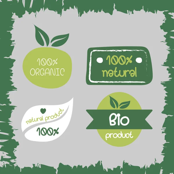 Producto Natural Orgánico Etiquetas Etiqueta Bio Ilustración Vectores — Vector de stock