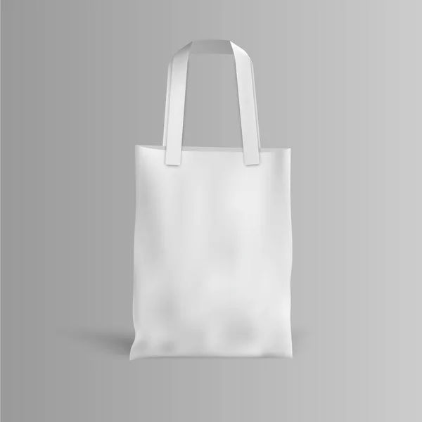Weiße Stofftasche Auf Grauem Hintergrund Vektorillustration — Stockvektor