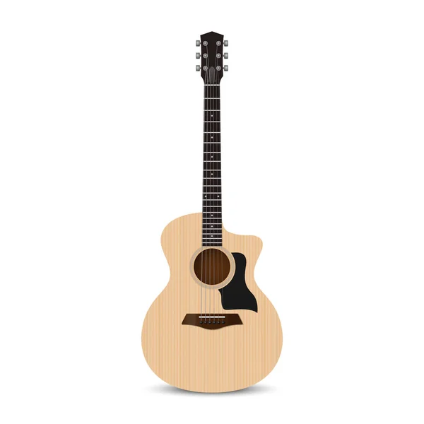 Guitarra Acústica Realista Isolada Sobre Fundo Branco Ilustração Vetorial — Vetor de Stock