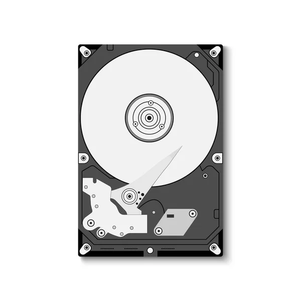 Sabit Disk Sürücüsü Hdd Beyaz Arkaplanda Izole Edildi Vektör Illüstrasyonu — Stok Vektör