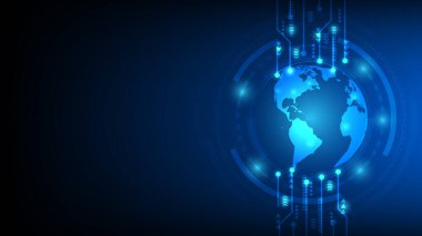 Dünya gezegeni küresel fütüristik arkaplan, vektör illüstrasyonu