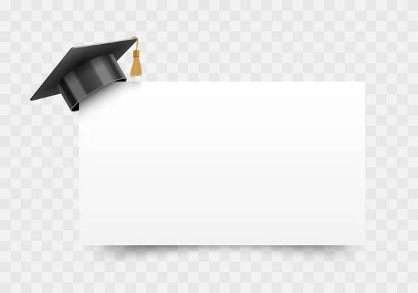 Graduation Cap White Paper Board Corner Education Design Element Vector — Stock Vector