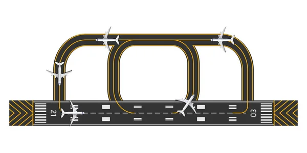 Vue Dessus Piste Aéroport Avec Avion Illustration Vectorielle — Image vectorielle