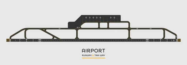 Vue Dessus Piste Aéroport Voie Circulation Avec Avion Illustration Vectorielle — Image vectorielle