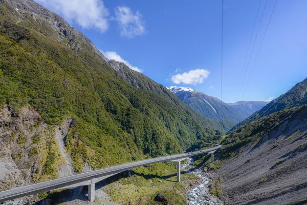 Puente Valle Arthur Pass Nueva Zelanda — Foto de Stock