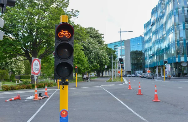 Red LED sign for bicycle to crossing the road