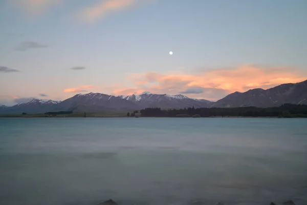 Lac Arrière Plan Nouveau Zealand Beau Vue Nature Montagne Bleu — Photo