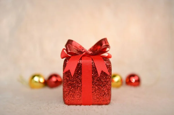 Red Christmas Pudełko Prezentów — Zdjęcie stockowe