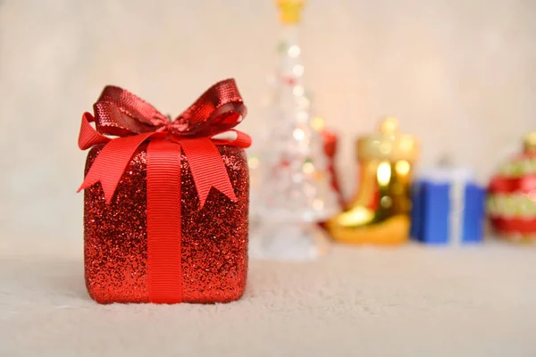 Red Christmas Pudełko Prezentów — Zdjęcie stockowe