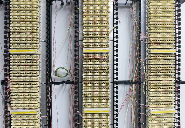 Central Telefónica Pabx Cables Entre Placa Circuito — Foto de Stock