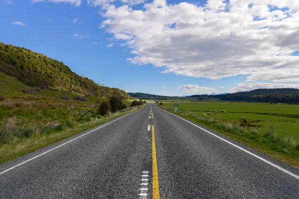 Straight Highway road in countryside New Zealand