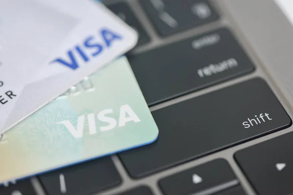 Bangkok Thailand February 2018 Visa Credit Card Laptop — Stock Photo, Image