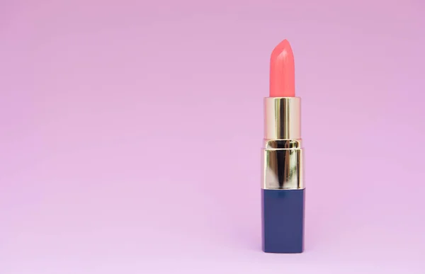 Concepto Creativo Mínimo Cosmética Femenina Para Lápiz Labial Naranja Fondo — Foto de Stock