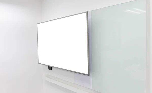 Attrappe Eines Led Fernsehers Der Weißen Wand Des Besprechungsraums Mit — Stockfoto