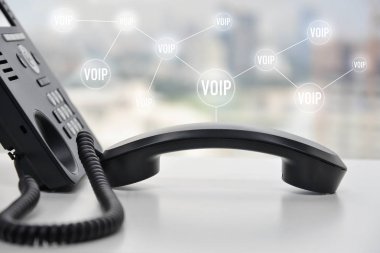 İletişim konektifi teknolojisi için voip simgesi ile Ip Telefon