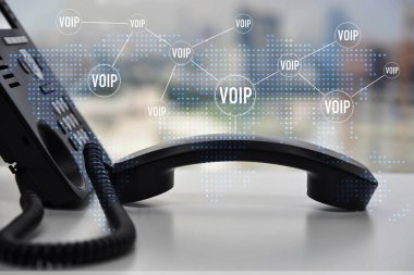 Mavi Led dünya haritası ve iş ic ile Ip Telefon çift pozlama
