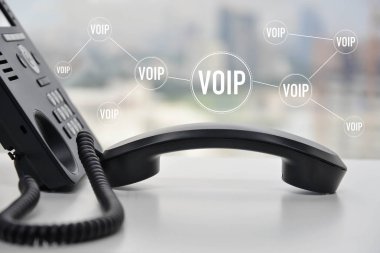 Cihaz bağlantı konsepti için voip simgesi ile Ip Telefon