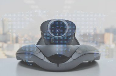 Led dünya m yinelenen katmanı ile video konferans yakın