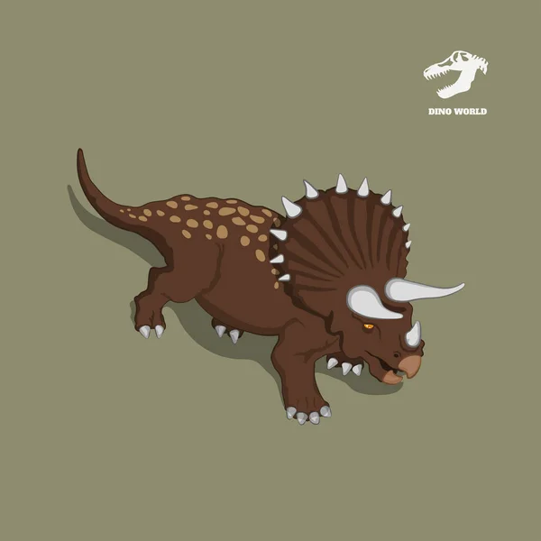 Dinosaurier triceratops im isometrischen Stil. isoliertes Bild des jurassischen Monsters. Cartoon dino 3D-Symbol — Stockvektor