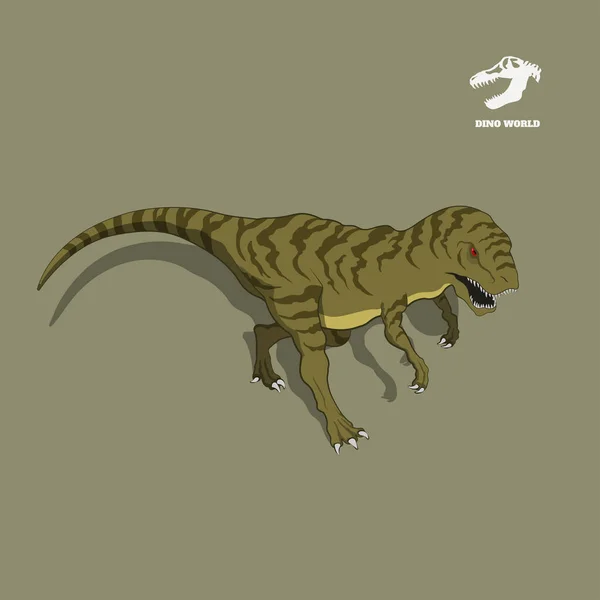 Tyrannosaure dinosaure de style isométrique. Image isolée de monstre jurassique. Dessin animé dino icône 3d — Image vectorielle