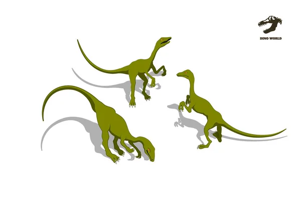 Kleine dinosaurus in isometrische stijl. Geïsoleerd beeld van Jura monster. Cartoon dino 3D-pictogram — Stockvector