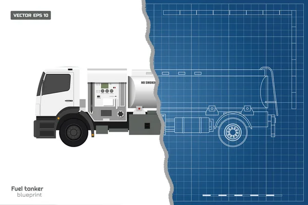 Camion Carburant Pneumatique Dans Style Contour Vue Avant Latérale Supérieure — Image vectorielle