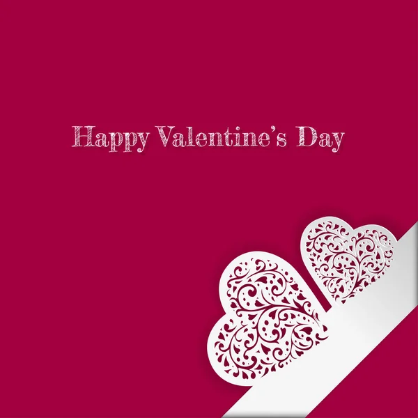 Valentin-nap kártya papír díszes szív. Szerelem, romantikus banner. Február 14-én. 3D-s üdvözlő poszter — Stock Vector