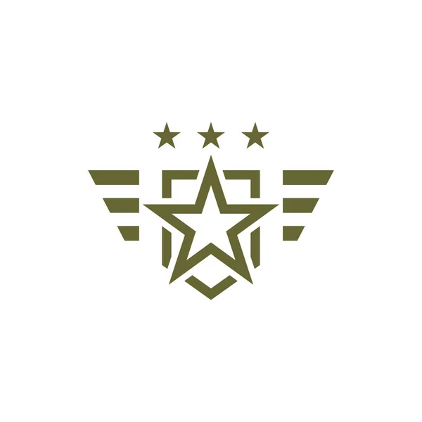 Військові значок на білому тлі. Озброєні символ. Солдат герба із зіркою. Армія логотип — стоковий вектор