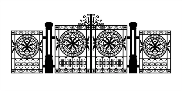 Black silhouette of gothic cemetery gate with ornament. Isolated drawing of cathedral build. Fantasy architecture. European medieval landmark. Design element.