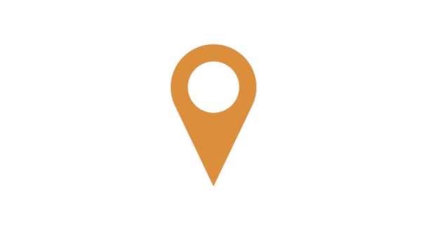 Den roterande Geolocation-ikonen. Gult tecken. Infografisk markör för logistik karta — Stockvideo