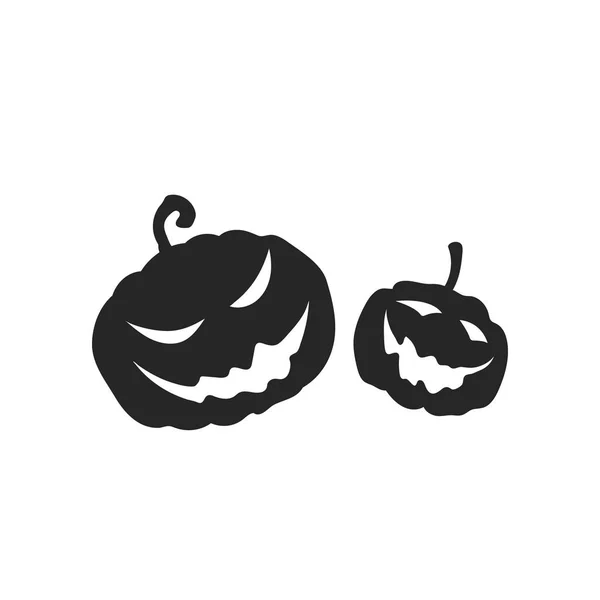 Silueta negra de calabazas. Fiesta de Halloween. Imagen aislada del símbolo navideño. monstruo de celebración — Vector de stock