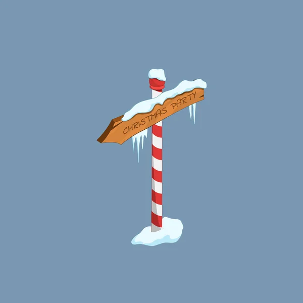 以等轴测样式为设计的圣诞路标。冰冷的木箭。卡通路标的孤立图像。假日指针 — 图库矢量图片