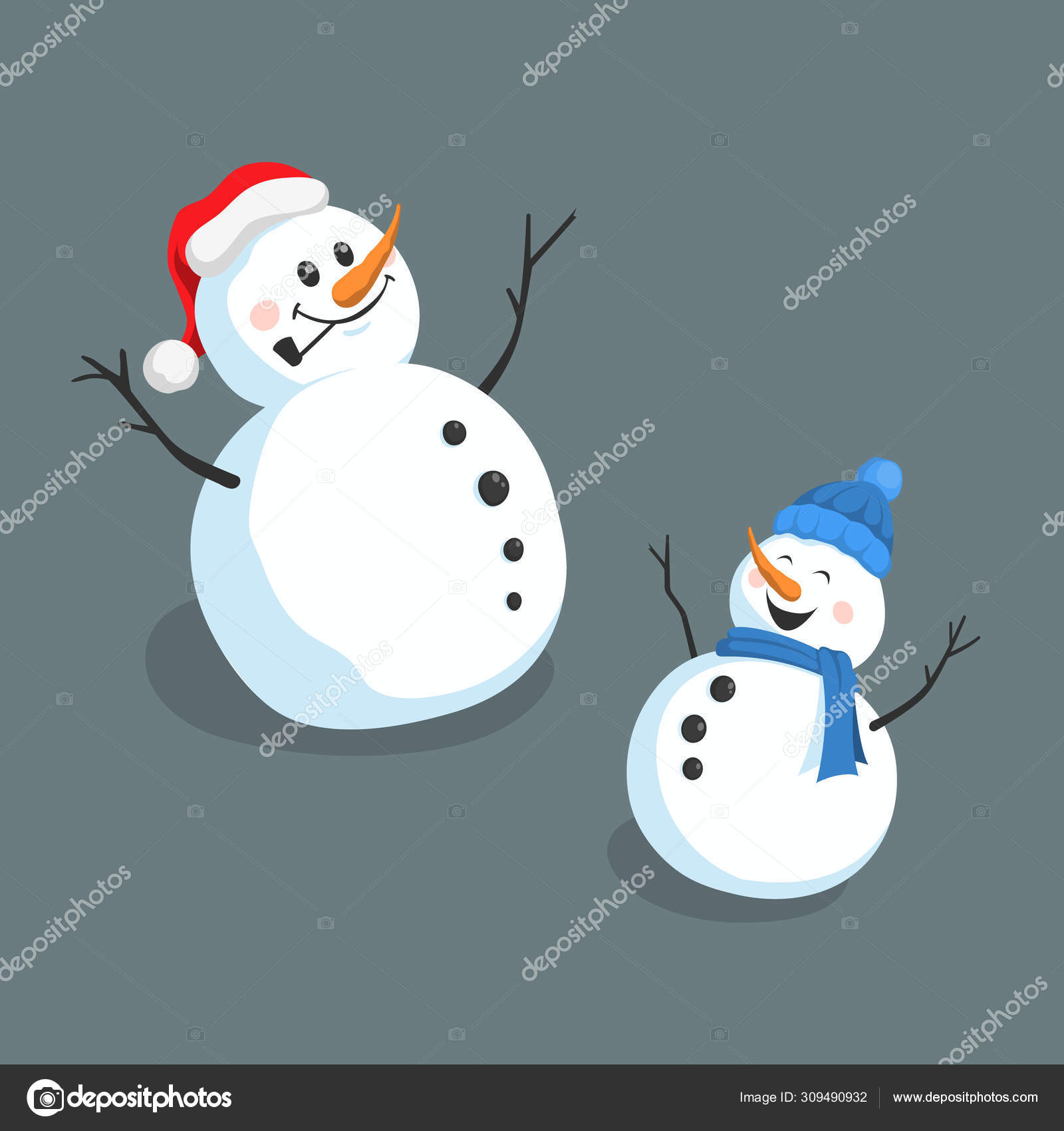 面白い雪だるまの孤立したイメージ 漫画スタイルのクリスマスキャラクター ストックベクター C Shain