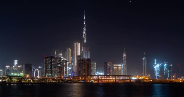 Nacht time-lapse grote stad uitzicht — Stockvideo