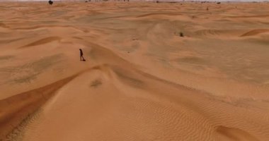 Genç jady çölde yürüyor.