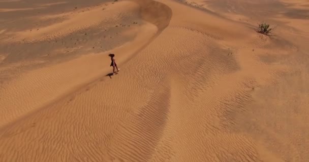 Mädchen spaziert in der Wüste — Stockvideo