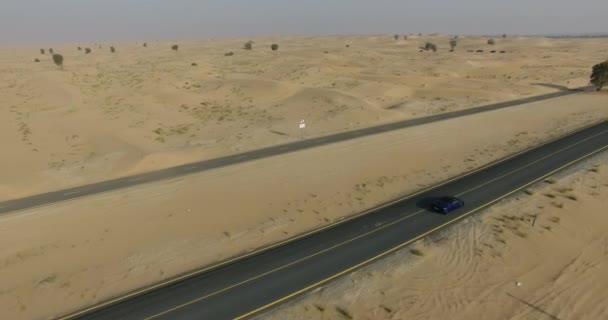 Sportwagen auf einer Wüstenautobahn — Stockvideo
