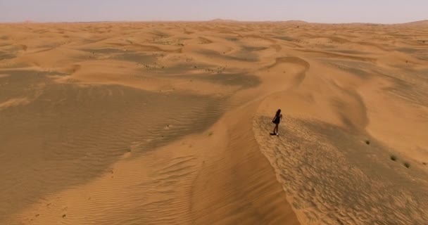 Mädchen spaziert in der Wüste — Stockvideo