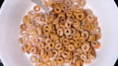 halka mısır gevreği ve süt.