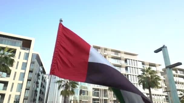 Bandeira uae em uma rua — Vídeo de Stock