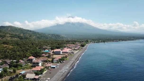 Volcano agung from the sea — стоковое видео