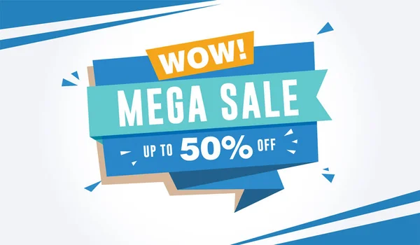 Mega Sale Discount banner sjabloon. 50% korting — Stockvector