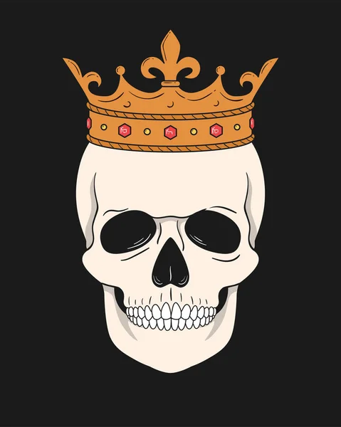 Calavera con corona. Ilustración vectorial para camisetas y otros usos — Vector de stock