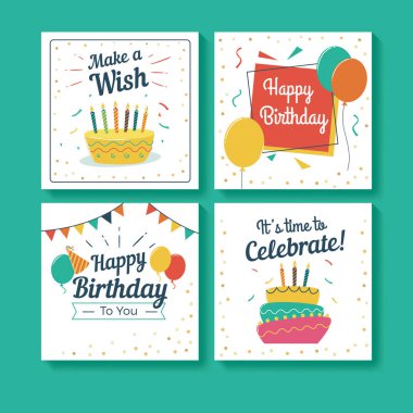 Set of Birthday Greeting Cards clipart